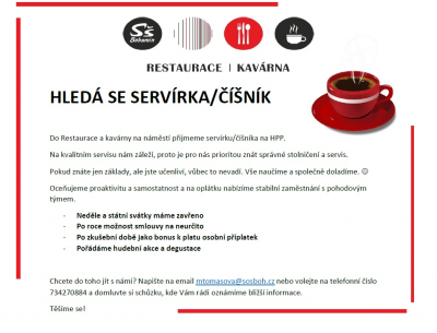 Hledáme servírku/číšníka